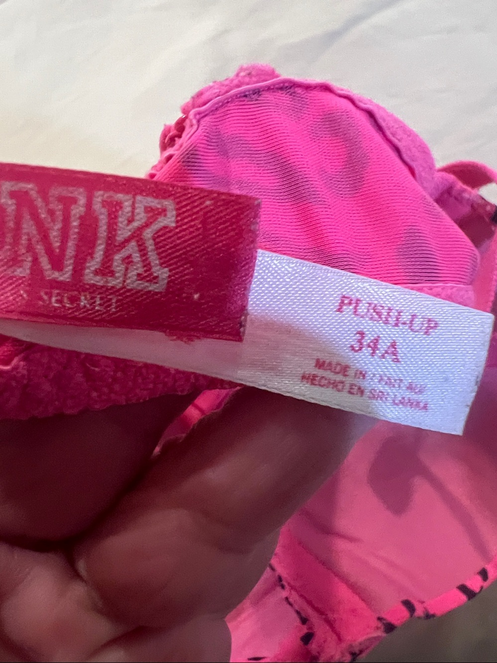 PINK Victoria's Secret Hot Pink Push-Up Bra 34a - Picture 6 of 6